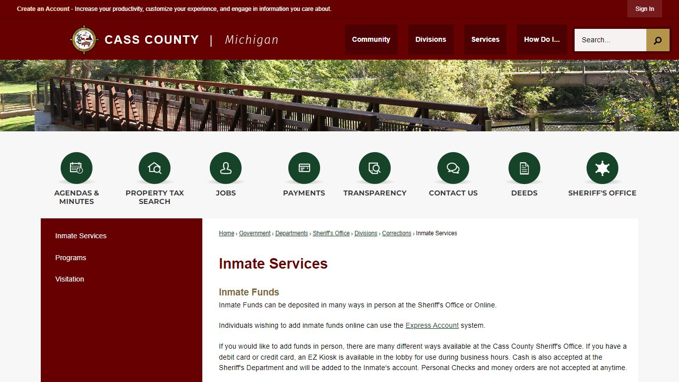 Inmate Services | Cass County, MI